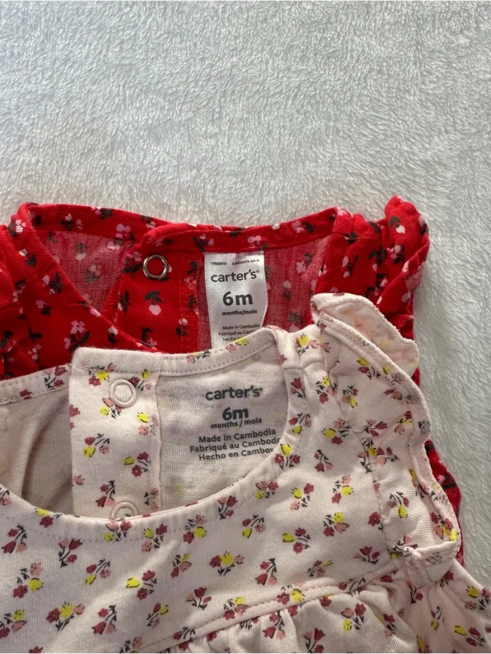 Baby Girl 6M Romper Bundle Carter’s‎ Floral Pink Red Ruffle Sleeveless